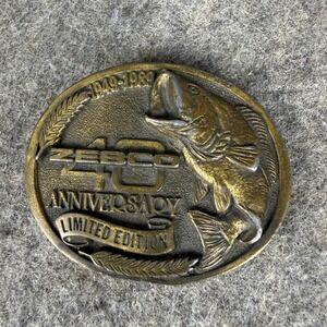 Vintage Zebco 40th Anniversary Belt Buckle 1949-1989 Limited Edition Fishing